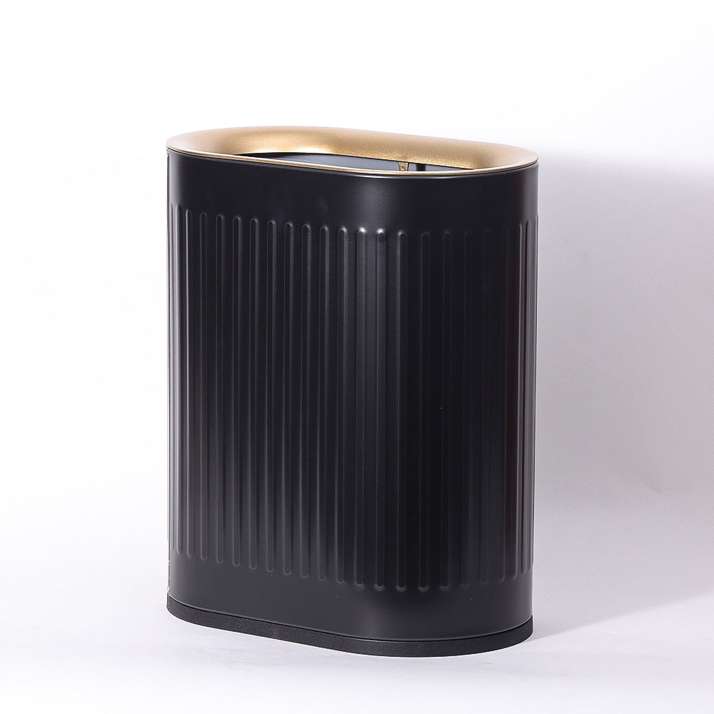 Oval Dry Waste Bin 6L - Black & Gold