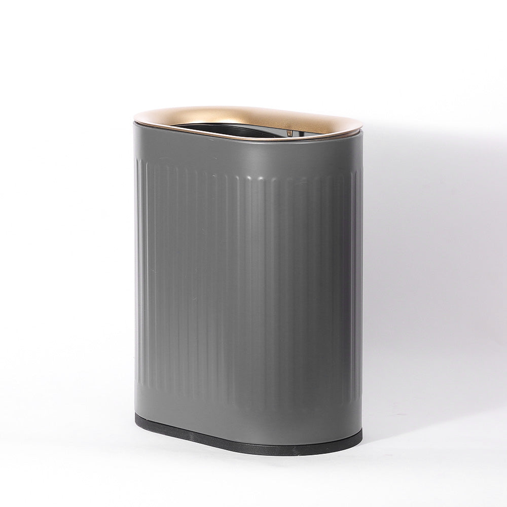 Oval Dry Waste Bin 6L - Grey & Gold