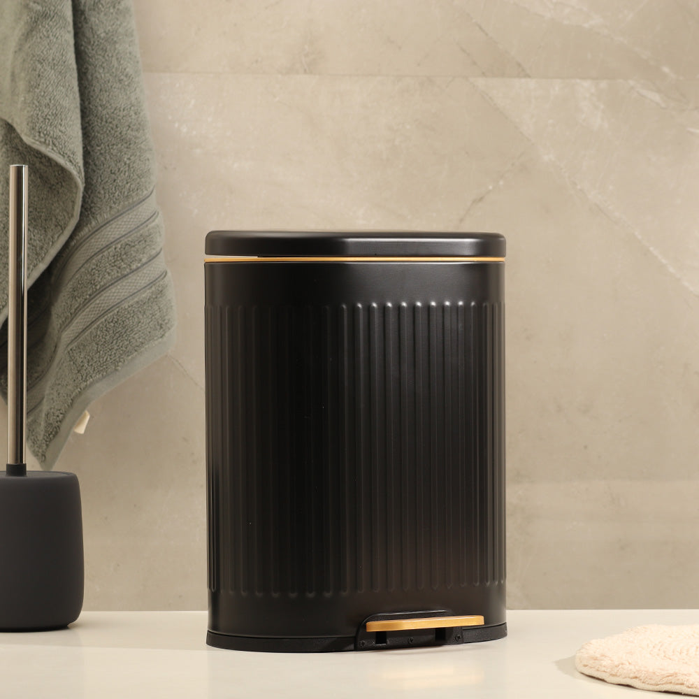 Ovate Pedal Bin 6L - Black & Gold