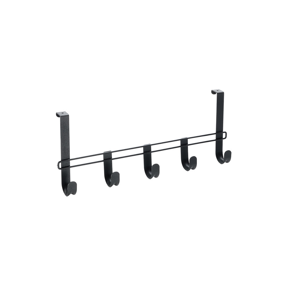 Over The Door Bar With 5 Hooks - Black