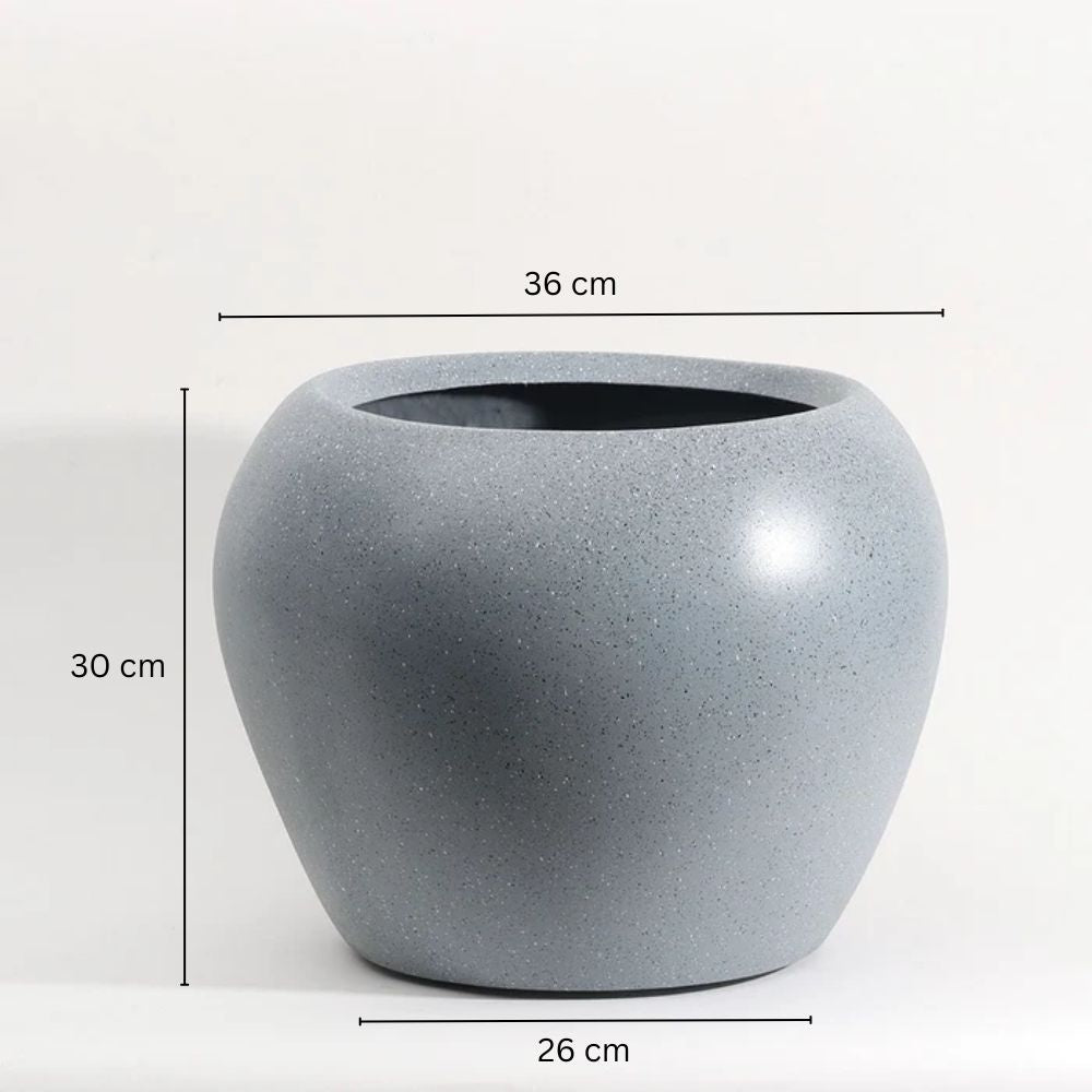 Ovo Round Planter Large - Speckled Grey