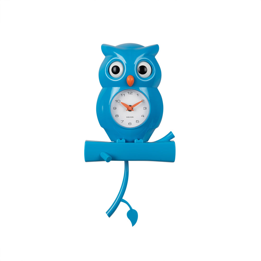 Owl Pendulum Wall Clock - Bright Blue