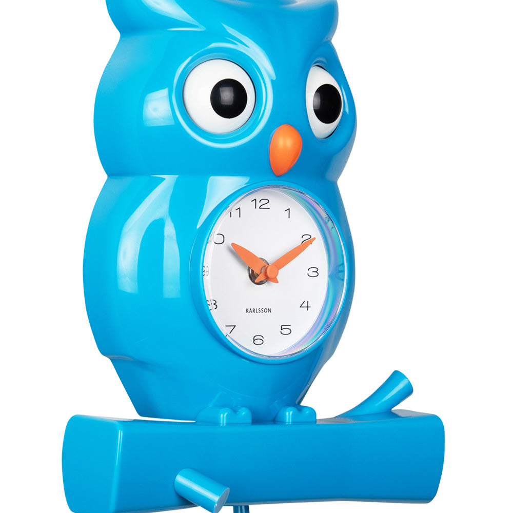 Owl Pendulum Wall Clock - Bright Blue