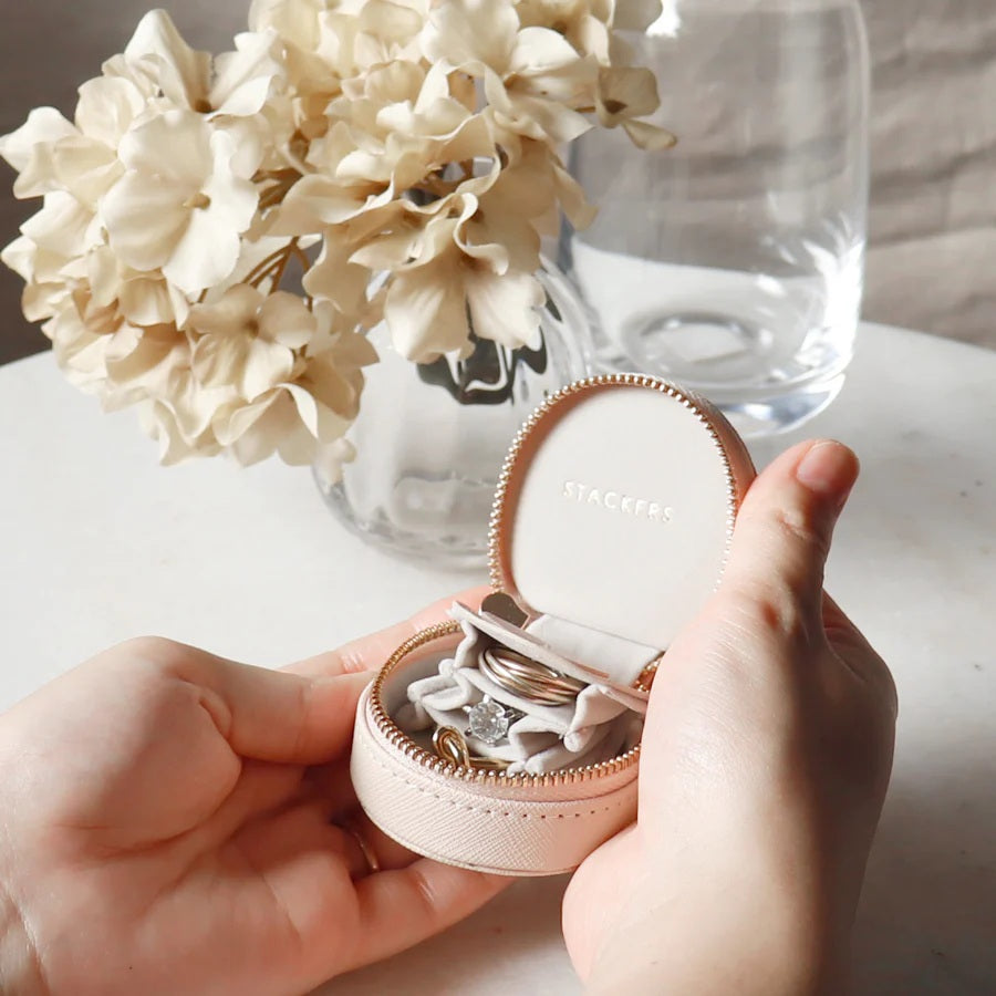 Oyster Travel Jewellery Box -  Blush Pink & Gold
