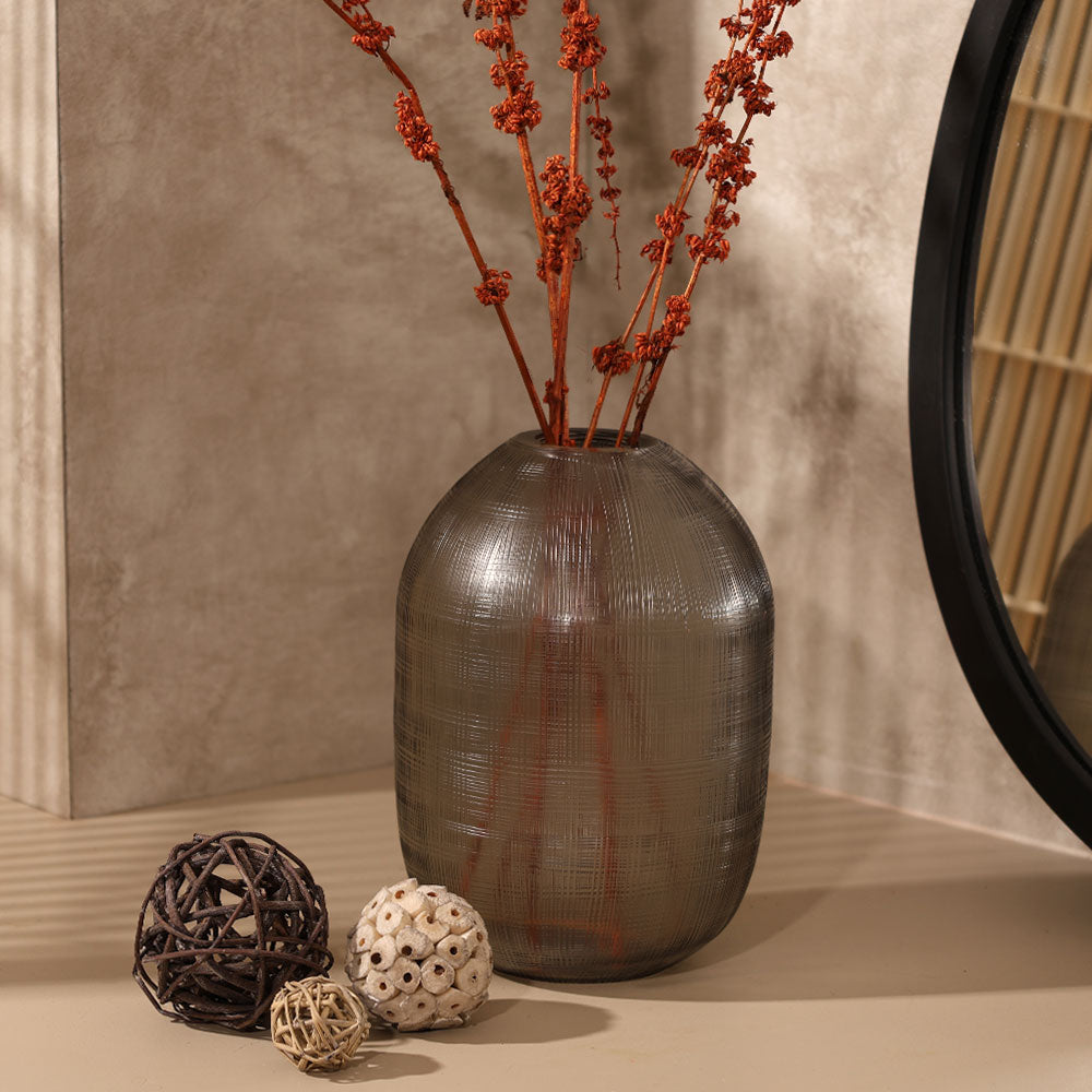 Omnia Glass Vase Small - Smoke Grey