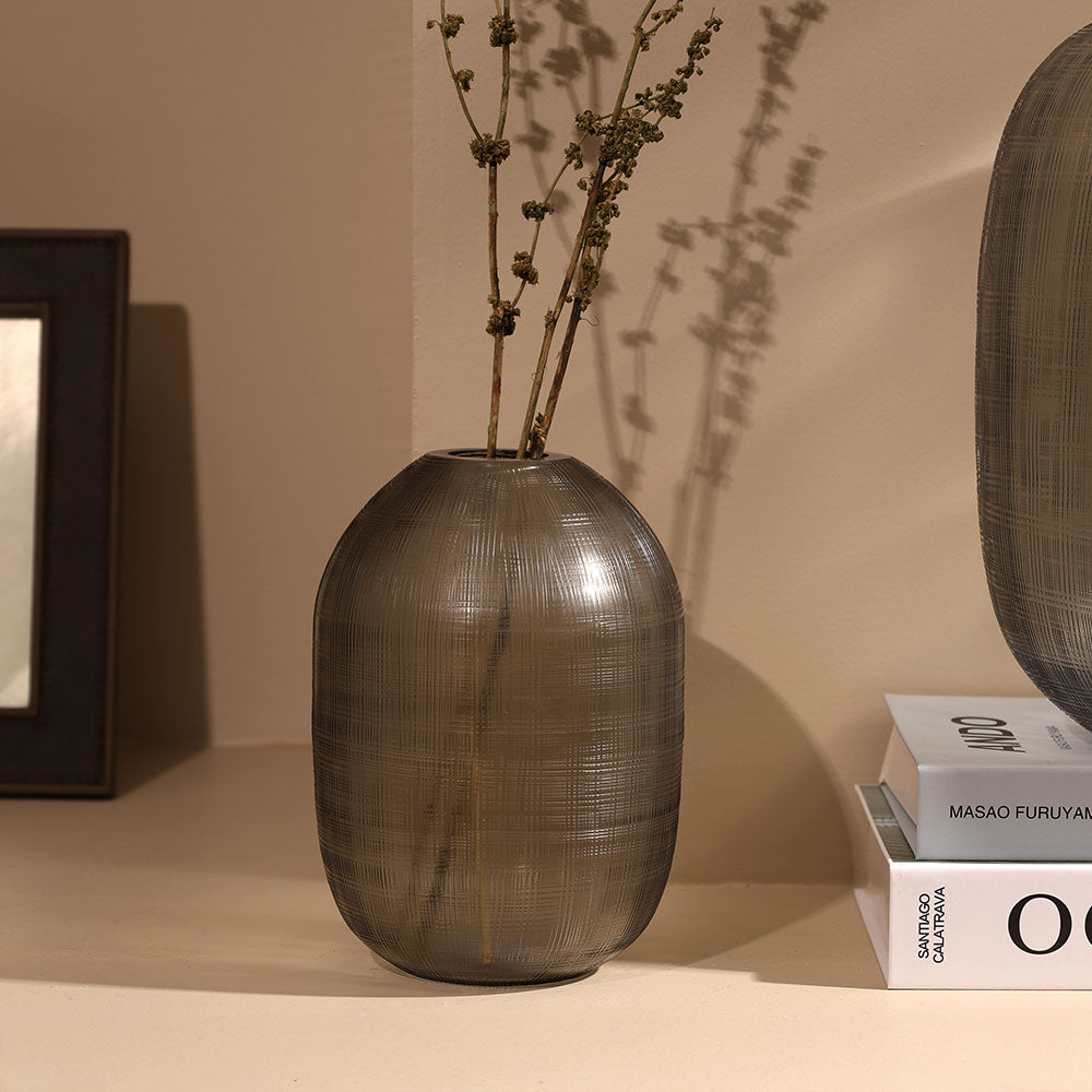 Omnia Glass Vase Small - Smoke Grey