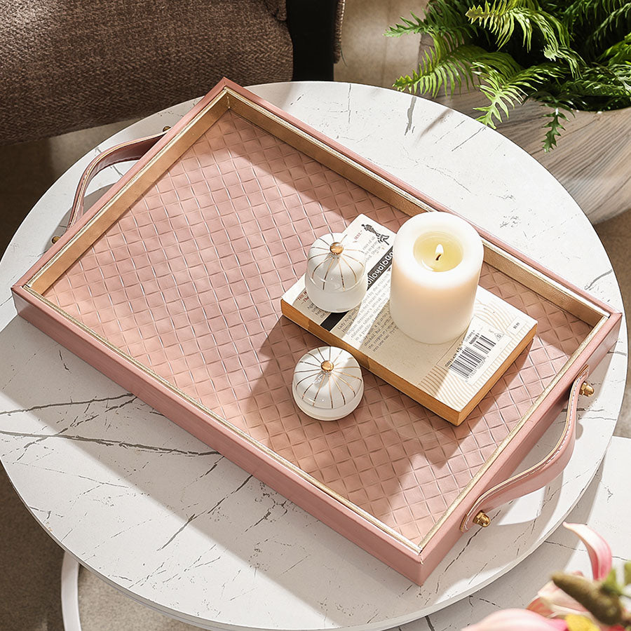 Paca Weave Serving Tray Large - Dusty Pink