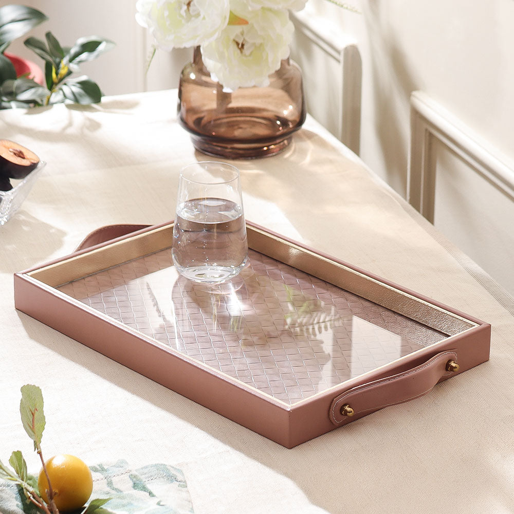 Paca Weave Serving Tray Large - Dusty Pink