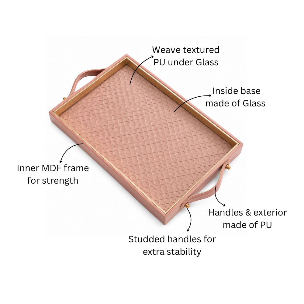Paca Weave Serving Tray Large - Dusty Pink