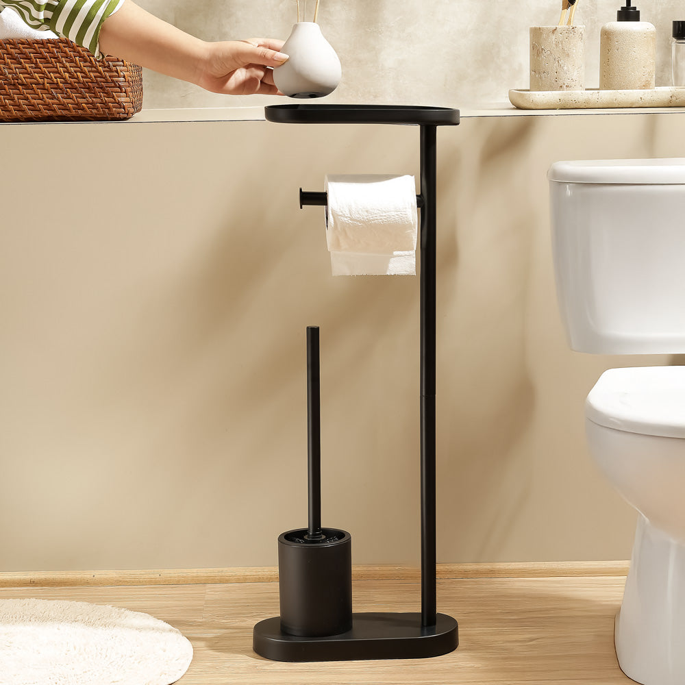 Pacific Toilet Brush and Roll Holder - Black