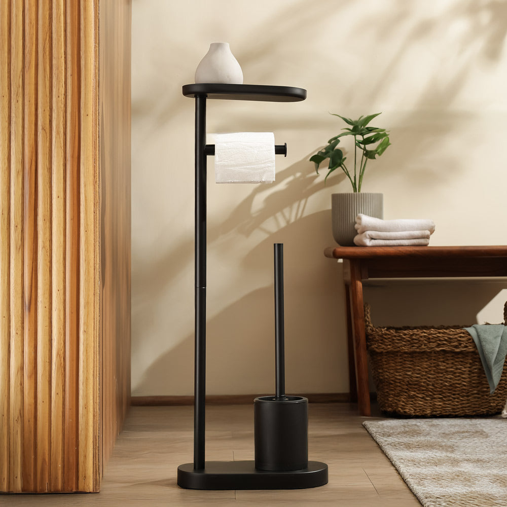 Pacific Toilet Brush and Roll Holder - Black