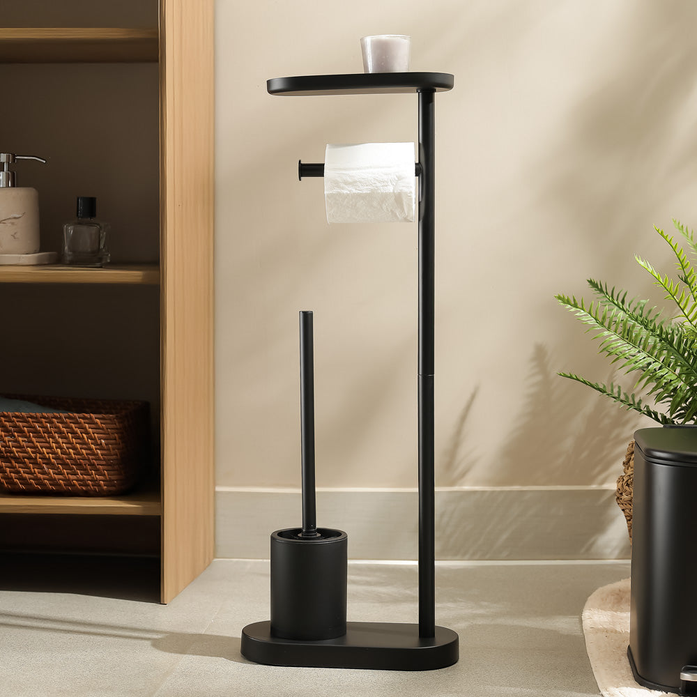 Pacific Toilet Brush and Roll Holder - Black