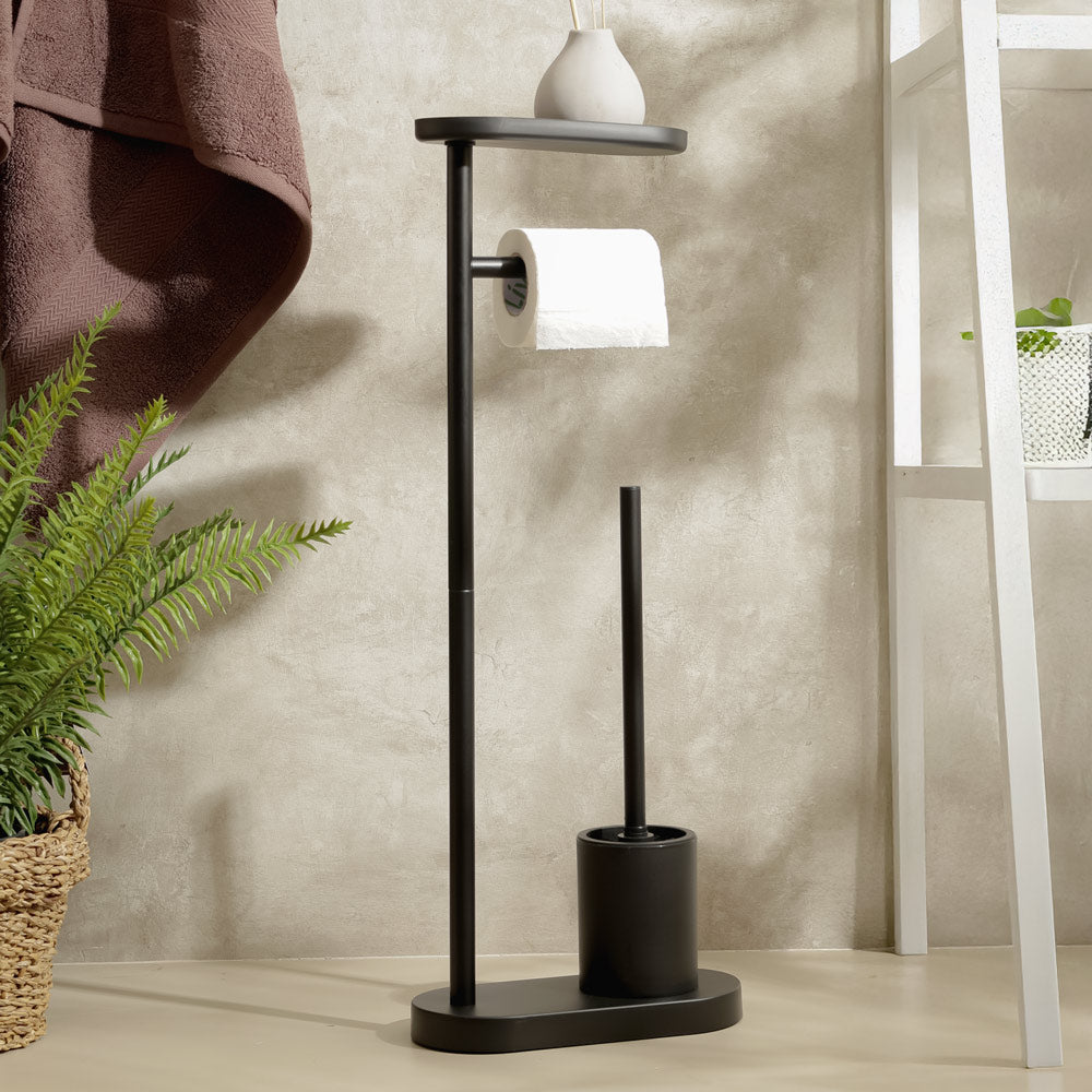 Pacific Toilet Brush and Roll Holder - Black