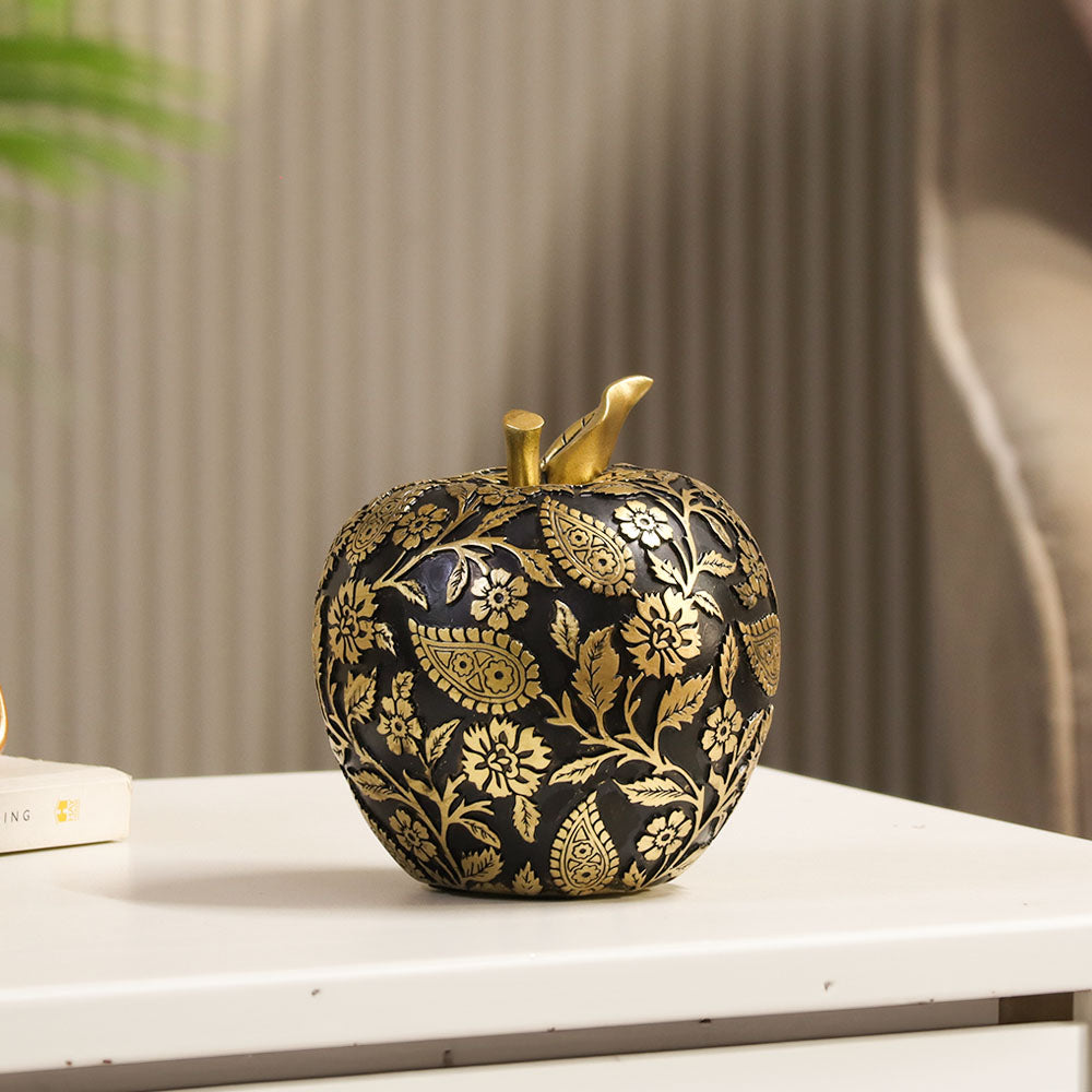 Paisley Apple Decorative Accent - Black Gold