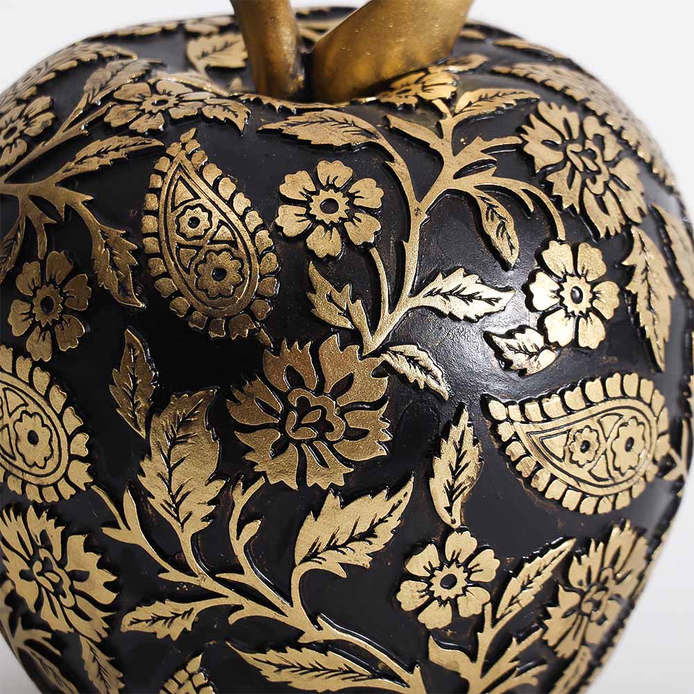 Paisley Apple Decorative Accent - Black Gold