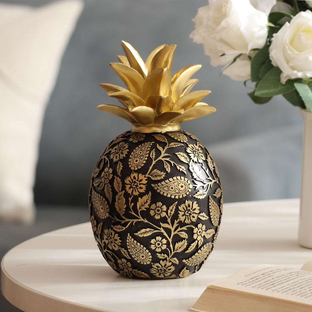 Paisley Pineapple Decorative Accent - Black Gold