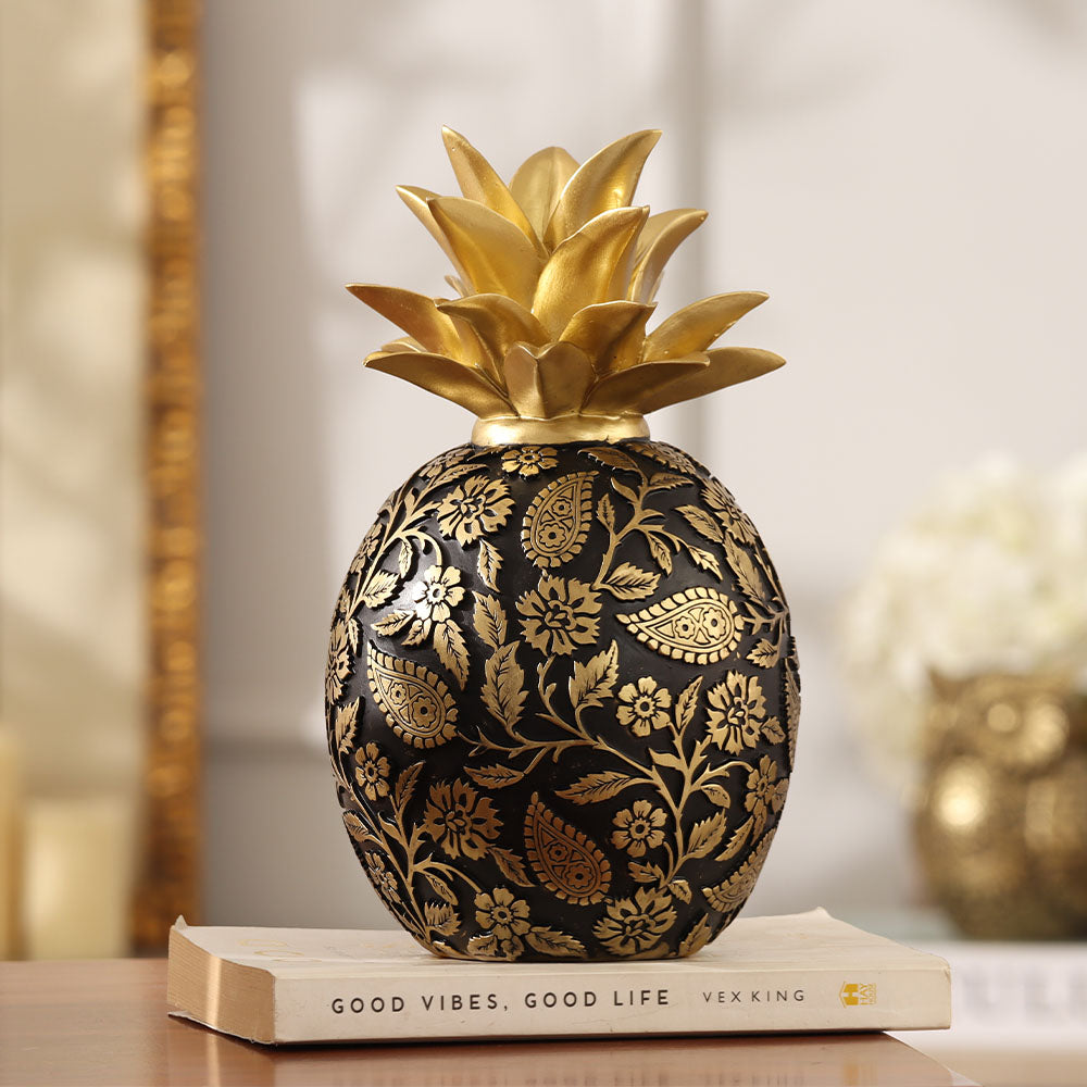 Paisley Pineapple Decorative Accent - Black Gold