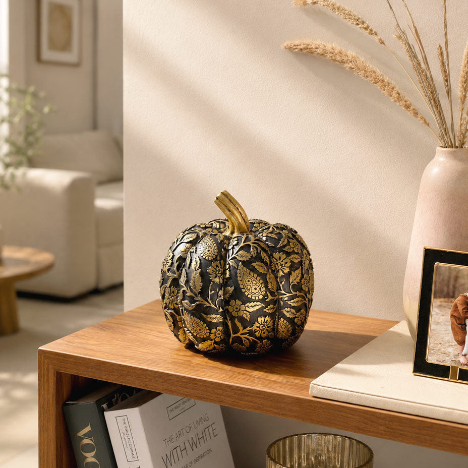 Paisley Pumpkin Decorative Accent - Glossy Black