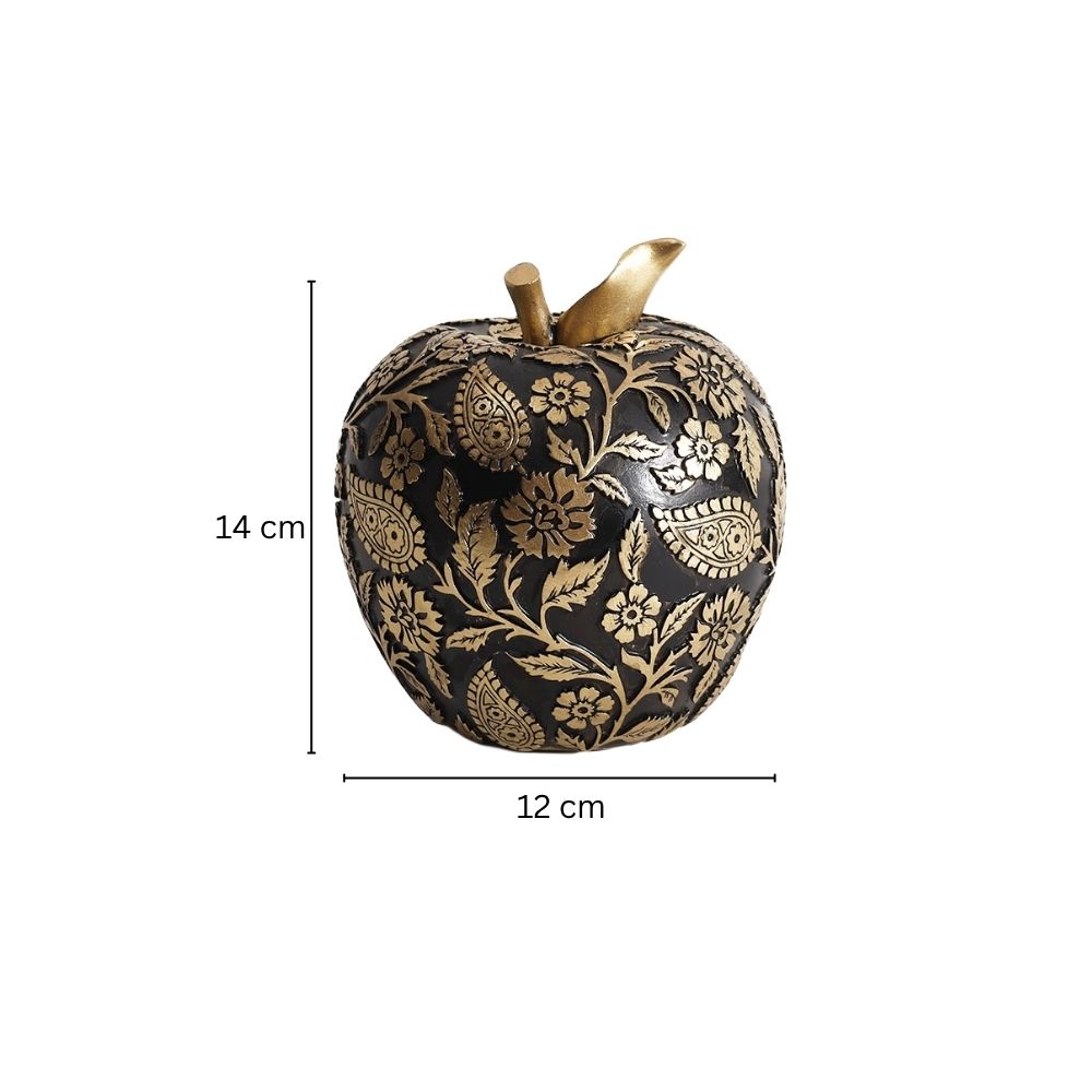 Paisley Apple Decorative Sculpture - Black Gold