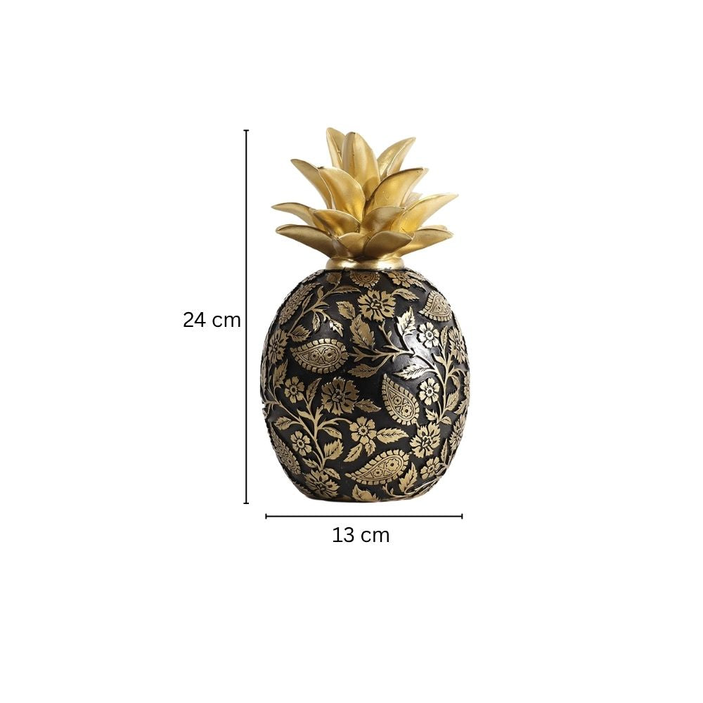 Paisley Pineapple Decorative Sculpture - Black Gold