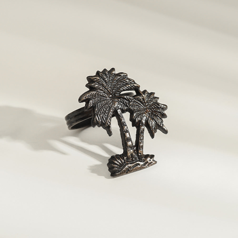Palm Napkin Rings, Set of 6 - Antique Gold