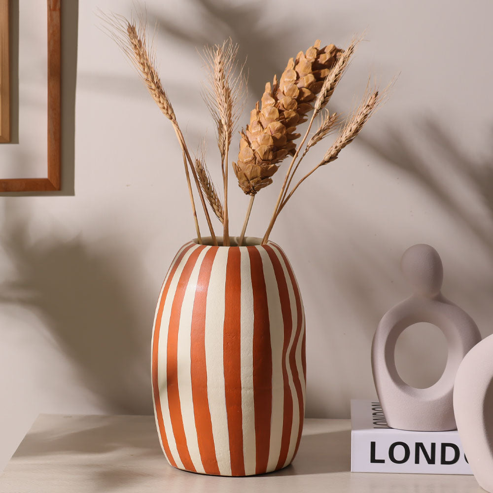 Palo Striped Vase Tall - Orange Cream