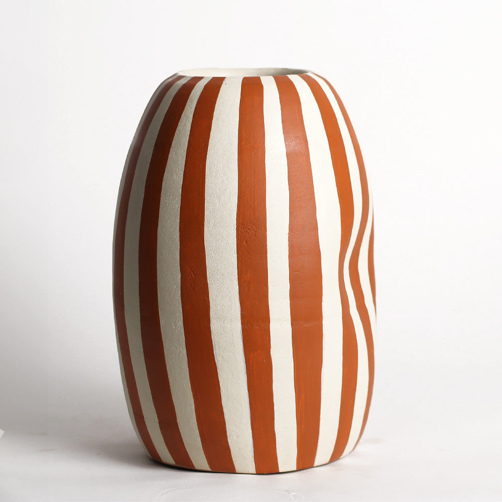 Palo Striped Vase Tall - Orange Cream