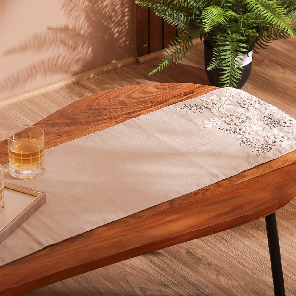 Pansy Embroidered Table Runner - White Chestnut