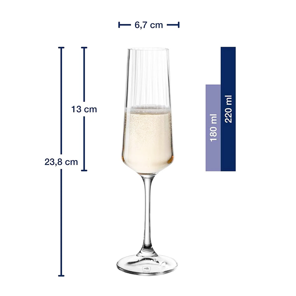 Paolo Champagne Flutes 220ml, Set of 4