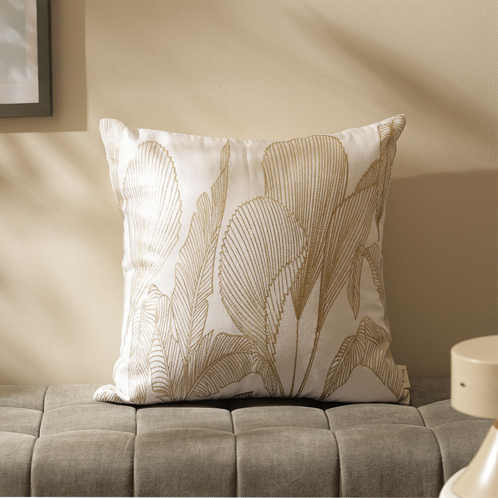 Paradiso Embroidered Cushion Cover 45x45cm - White Gold