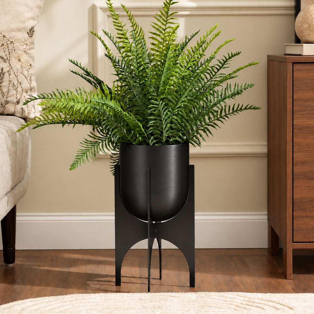 Parson Metal Planter with Stand Short -  Black
