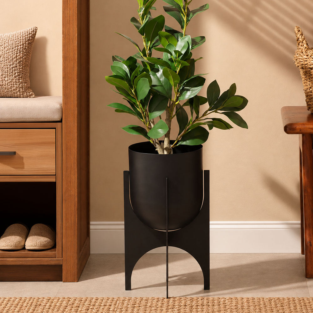 Parson Metal Planter with Stand Short -  Black