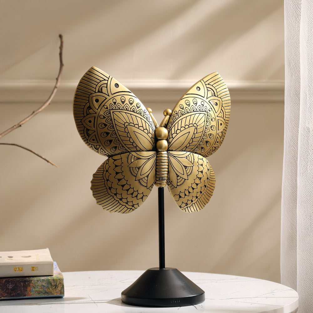 Chintz Butterfly Sculpture - Black Gold