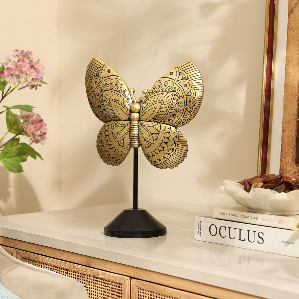 Chintz Butterfly Sculpture - Black Gold