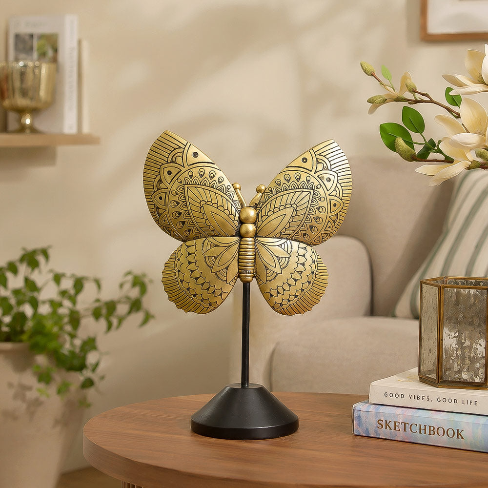 Chintz Butterfly Sculpture - Black Gold
