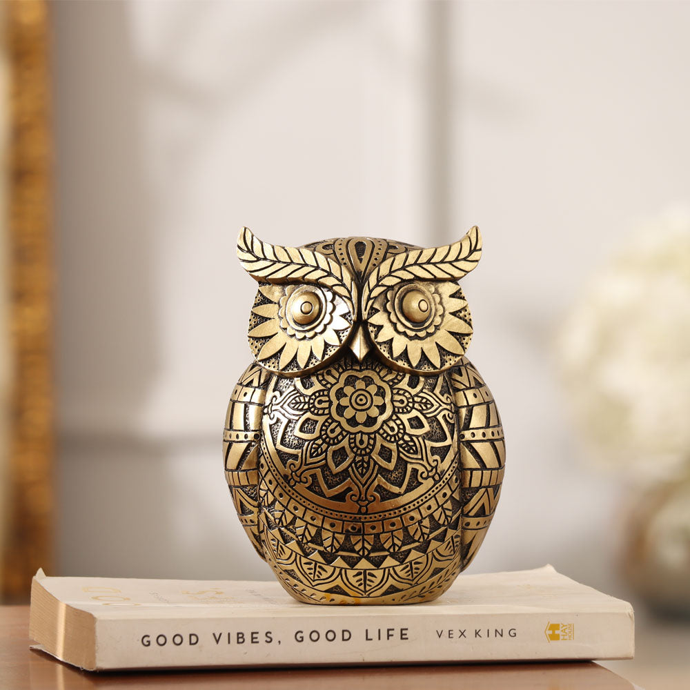 Marlowe Owl Sculpture - Black Gold