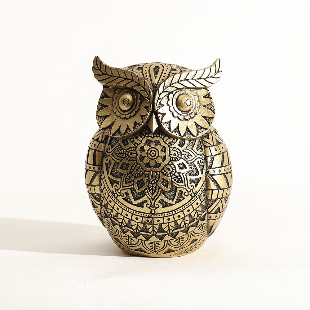Marlowe Owl Sculpture - Black Gold