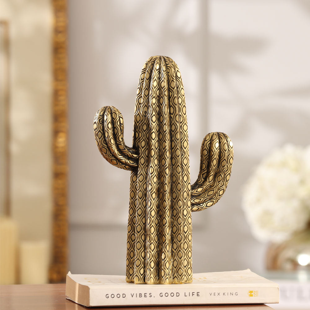 Saguaro Cactus Decorative Sculpture - Black Gold
