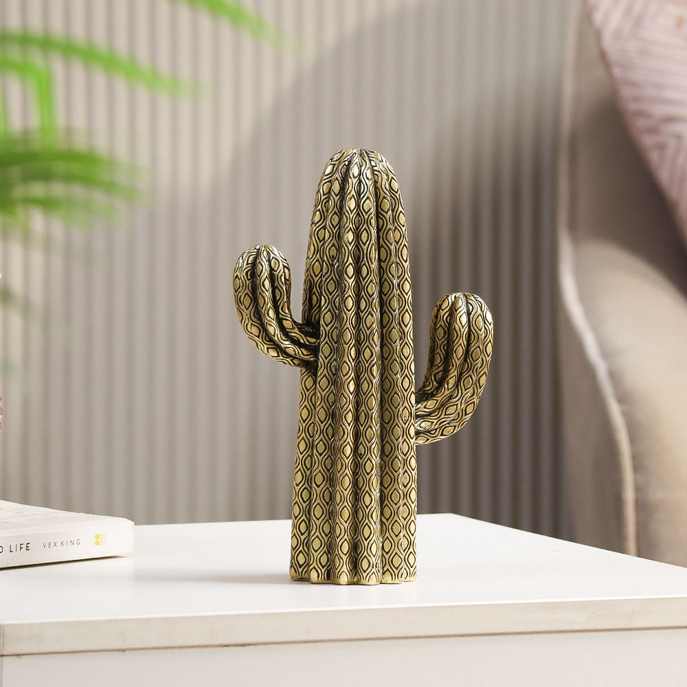 Saguaro Cactus Decorative Sculpture - Black Gold