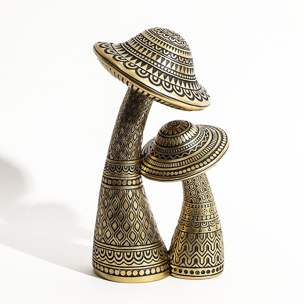 Duo Mushroom Decorative Sculpture - Black Gold
