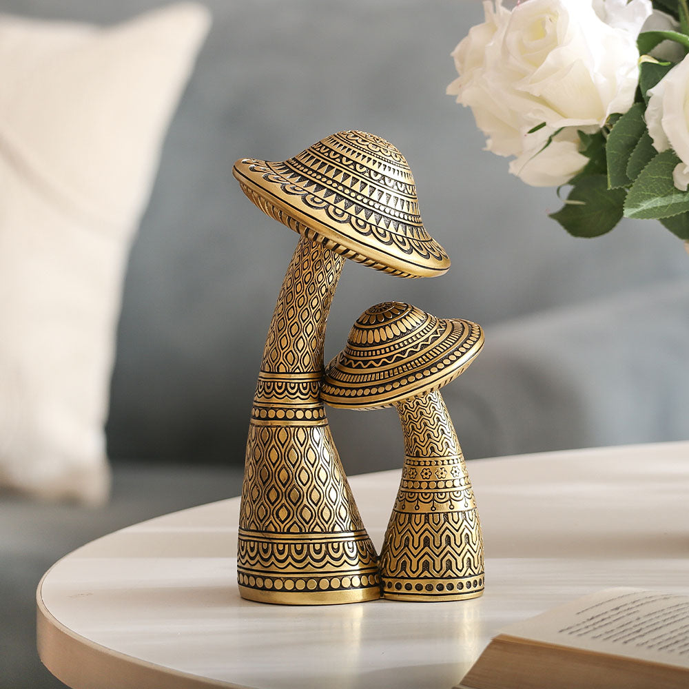 Duo Mushroom Decorative Sculpture - Black Gold