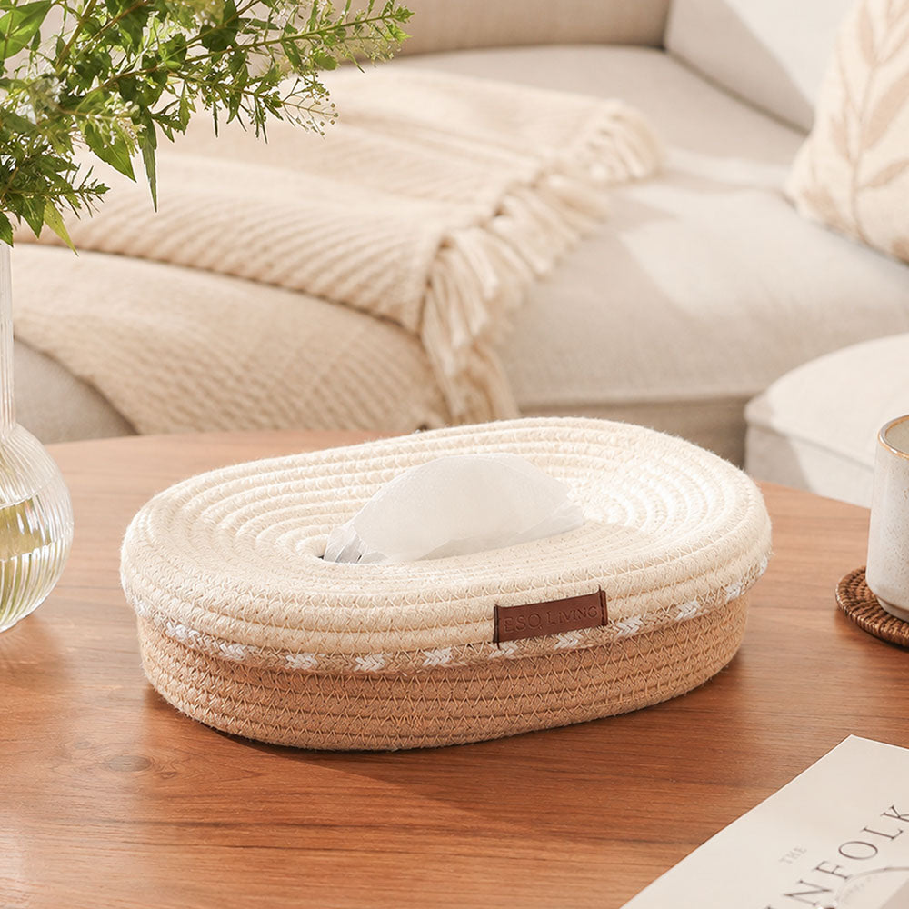 Pavoy Oval Tissue Box Holder - Natural Cream