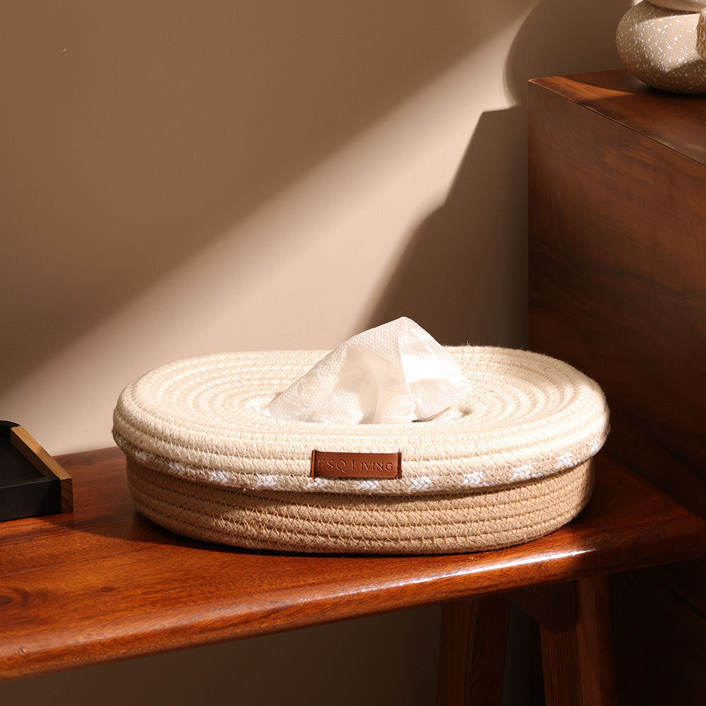 Pavoy Oval Tissue Box Holder - Natural Cream
