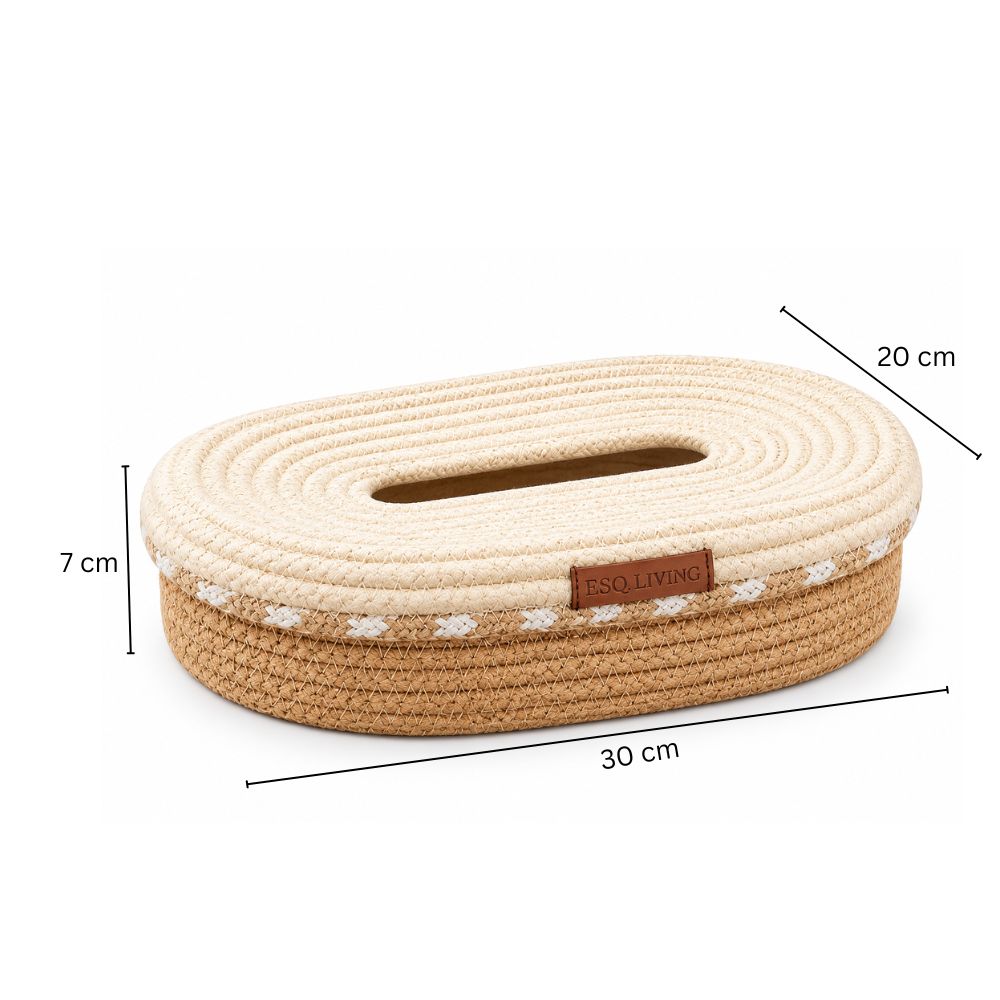 Pavoy Oval Tissue Box Holder - Tan Cream