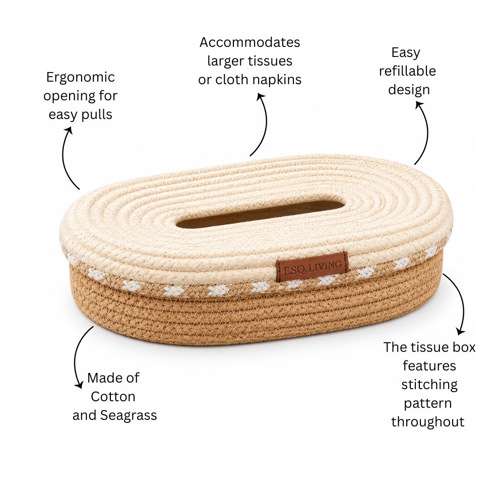 Pavoy Oval Tissue Box Holder - Tan Cream