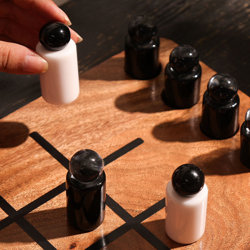 Pawn Tic-Tac-Toe Tabletop Game - Natural Monochrome