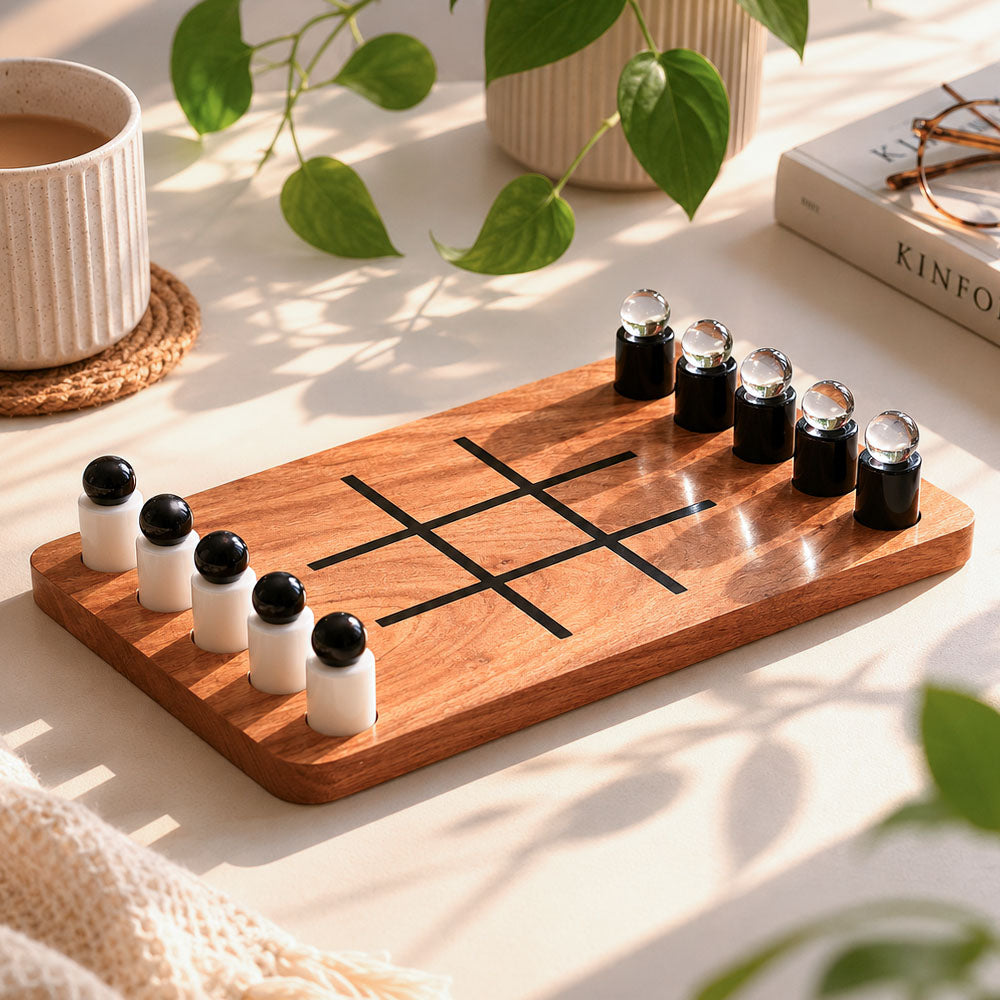 Pawn Tic-Tac-Toe Tabletop Game - Natural Monochrome
