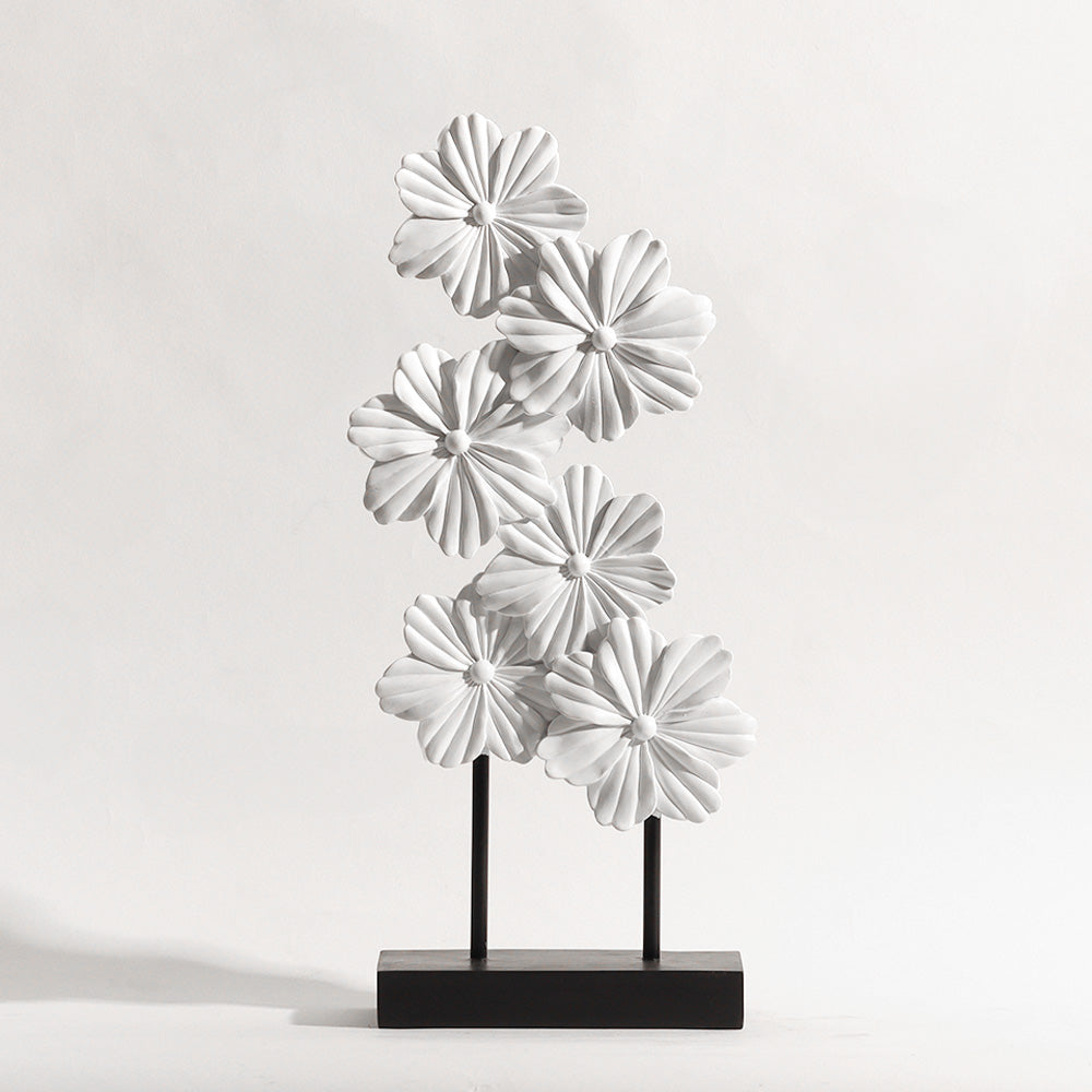 Peach Flowers Decorative Sculpture - White