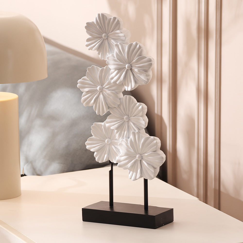 Peach Flowers Decorative Sculpture - White