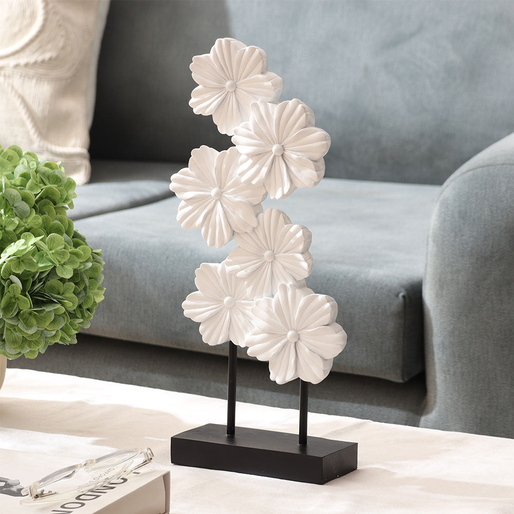 Peach Flowers Decorative Sculpture - White